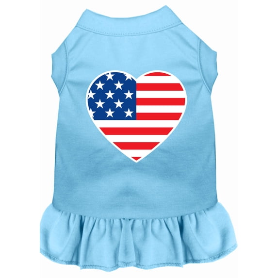 Pet Dog Cat Dress Screen Printed, "American Flag Heart"