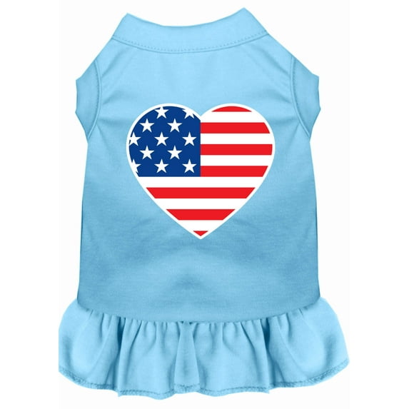 Pet Dog Cat Dress Screen Printed, "American Flag Heart"