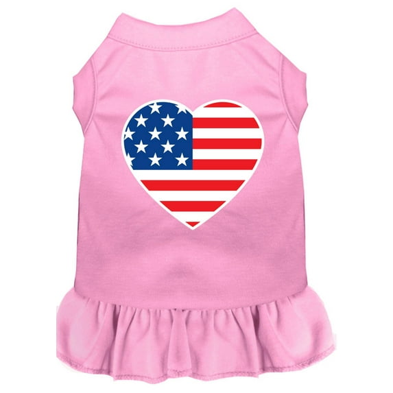 Pet Dog Cat Dress Screen Printed, "American Flag Heart"