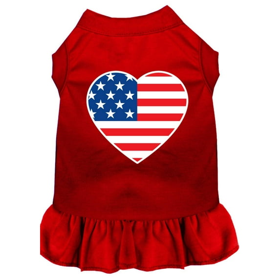 Pet Dog Cat Dress Screen Printed, "American Flag Heart"