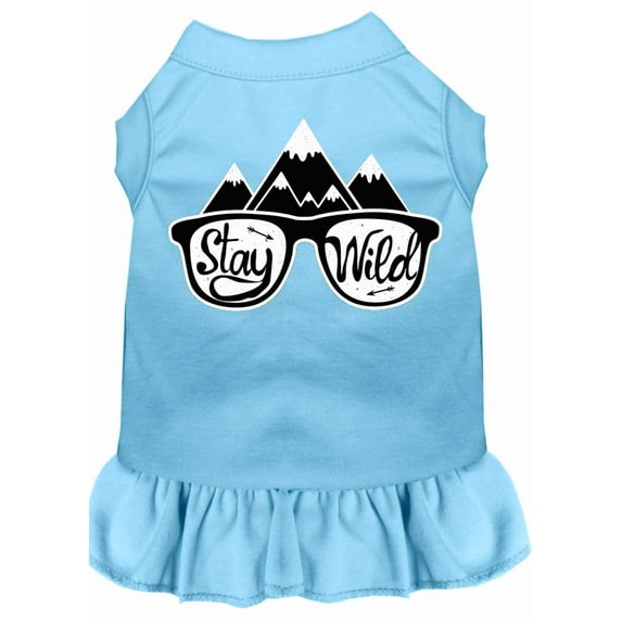 Mirage Pet Stay Wild Screen Print Dog Dress Baby Blue 4X (22)