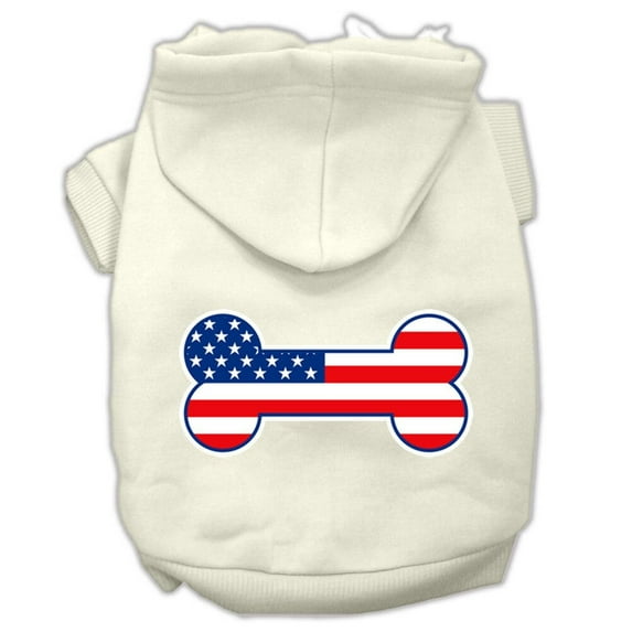 Pet Dog Cat Hoodie Screen Printed, "Bone Shaped American Flag"