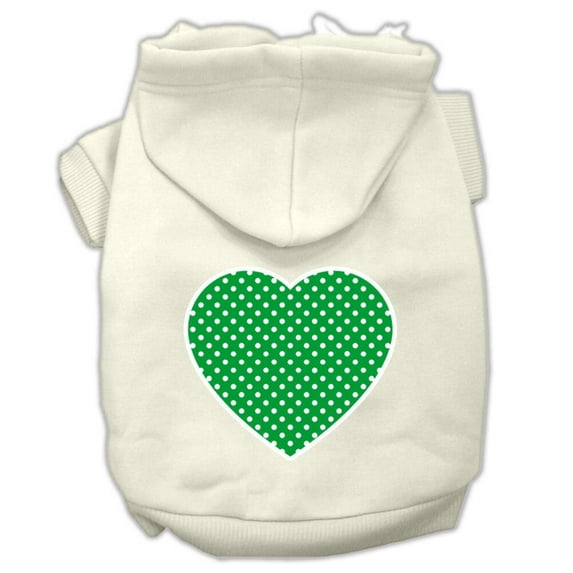 Pet Dog Cat Hoodie Screen Printed, "Green Swiss Dots Heart"
