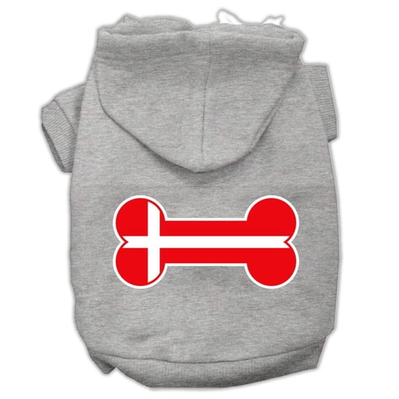 Pet, Dog Cat Hoodie Screen Printed, "Bone Shaped Denmark Flag"