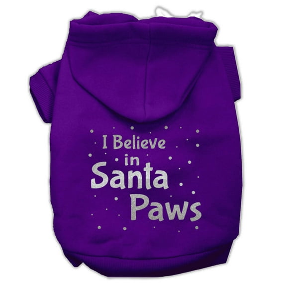 Christmas Pet, Dog Cat Hoodie Screen Printed, "I Believe In Santa Paws"