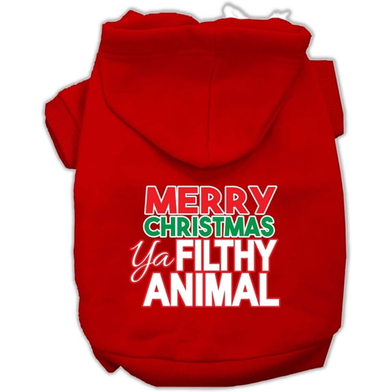 Christmas Pet Dog Cat Hoodie Screen Printed, "Merry Christmas Ya Filthy Animal"