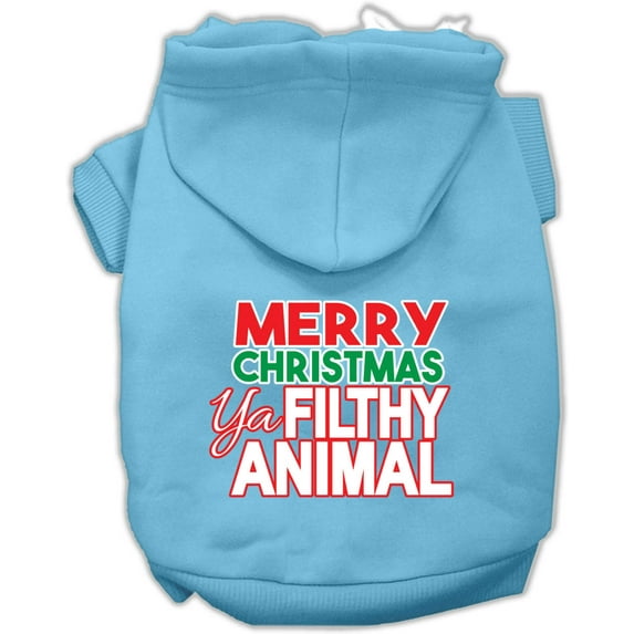 Christmas Pet Dog Cat Hoodie Screen Printed, "Merry Christmas Ya Filthy Animal"
