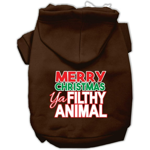 Christmas Pet Dog Cat Hoodie Screen Printed, "Merry Christmas Ya Filthy Animal"