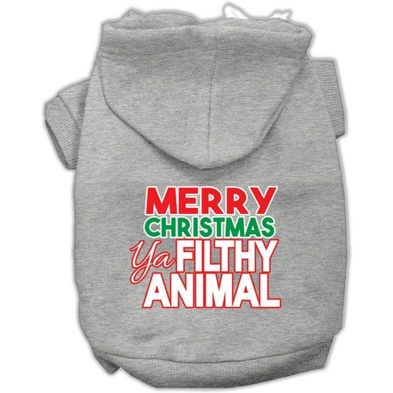Christmas Pet Dog Cat Hoodie Screen Printed, "Merry Christmas Ya Filthy Animal"