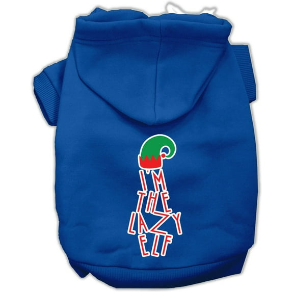 Christmas Pet Dog Cat Hoodie Screen Printed, "I'm The Lazy Elf"
