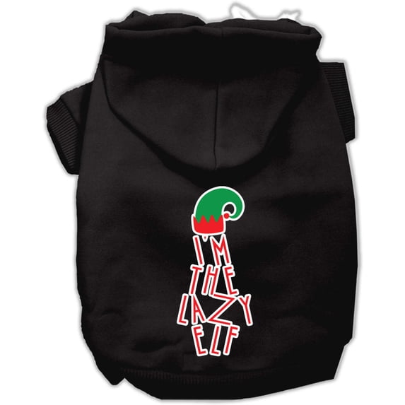Christmas Pet Dog Cat Hoodie Screen Printed, "I'm The Lazy Elf"