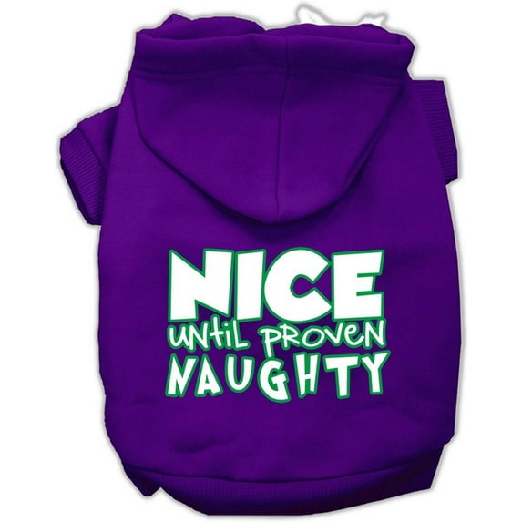 Christmas Pet, Dog Cat Hoodie Screen Printed, "Nice Until Proven Naughty"