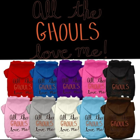 Mirage Pet 62-161 LGBK All the Ghouls Screenprint Dog Hoodie, Black - Large