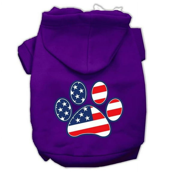 Mirage Pet 62-17-01 SMPR Patriotic Paw Screen Print Pet Hoodie, Purple - Small