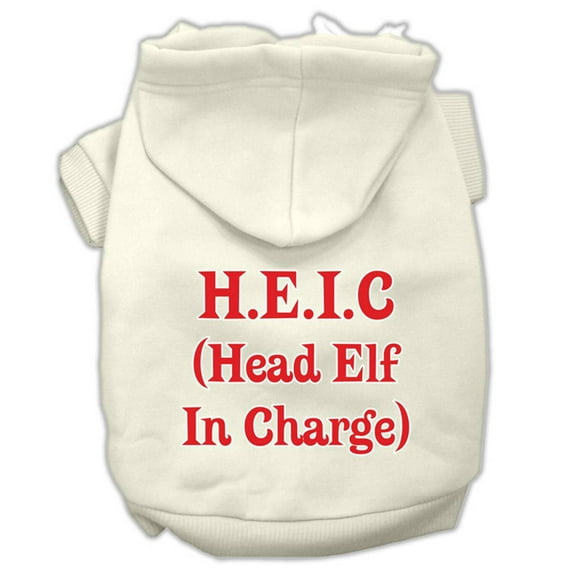 Christmas Pet Dog Cat Hoodie Screen Printed, "Head Elf In Charge"