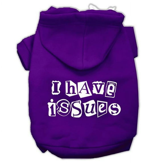Mirage Pet 62-29 SMPR I Have Issues Screen Printed Dog Pet Hoodies, Purple - Small 10