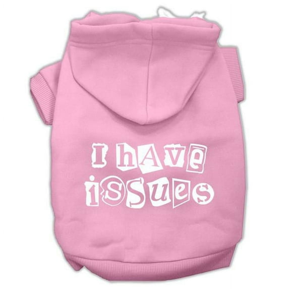 Mirage Pet 62-29 XLLPK I Have Issues Screen Printed Dog Pet Hoodies, Light Pink - Extra Large 16
