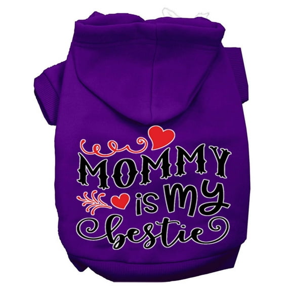 Pet Dog Cat Hoodie Screen Printed, "Mommy Is My Bestie"