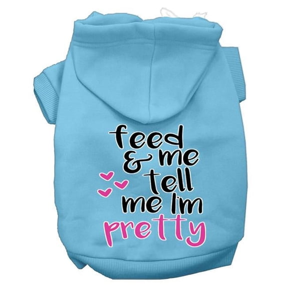 Mirage Pet 62-457 BBLSM Tell Me Im Pretty Screen Print Dog Hoodie, Baby Blue - Small