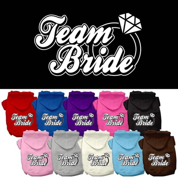 Pet Dog Cat Hoodie Screen Printed, "Team Bride"