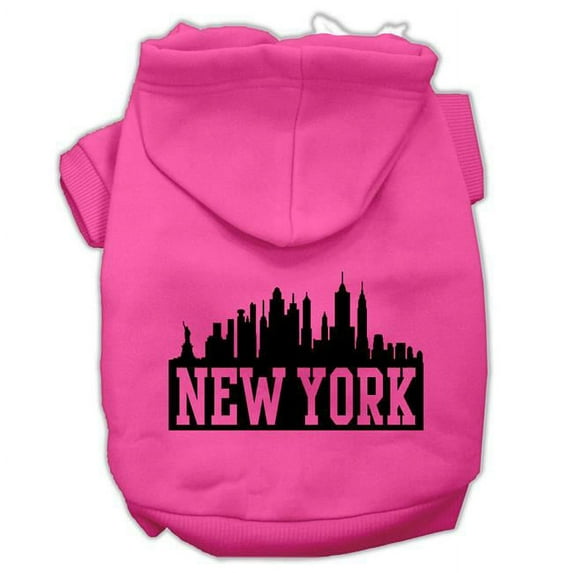 Mirage Pet 62-81 SMBPK New York Skyline Screen Print Pet Hoodies, Bright Pink - Small 10