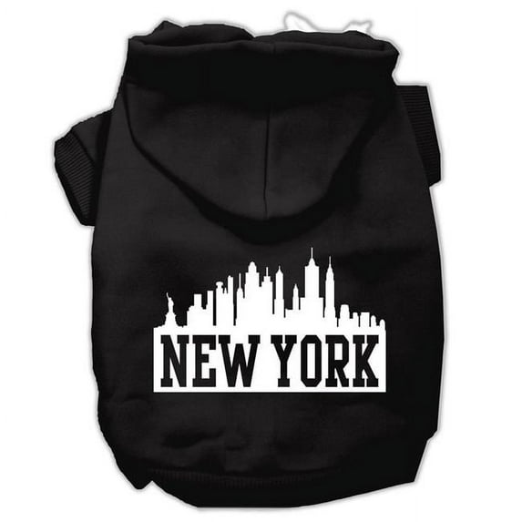 Mirage Pet 62-81 XLBK New York Skyline Screen Print Pet Hoodies, Black - Extra Large 16