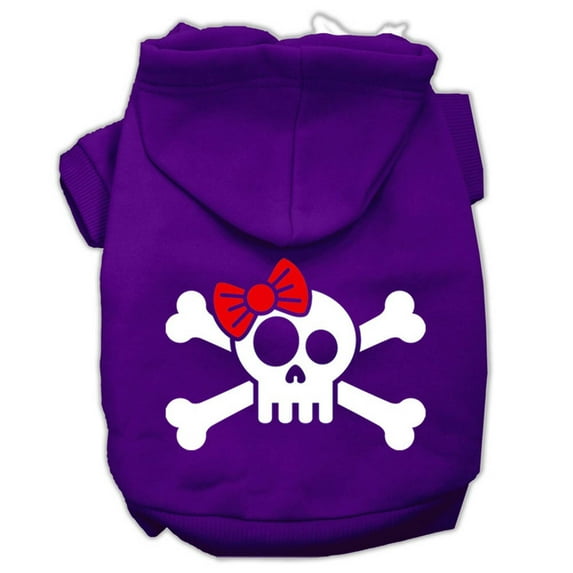 Pet Dog and Cat Hoodie Screen Printed, "Skull Crossbone Bow"