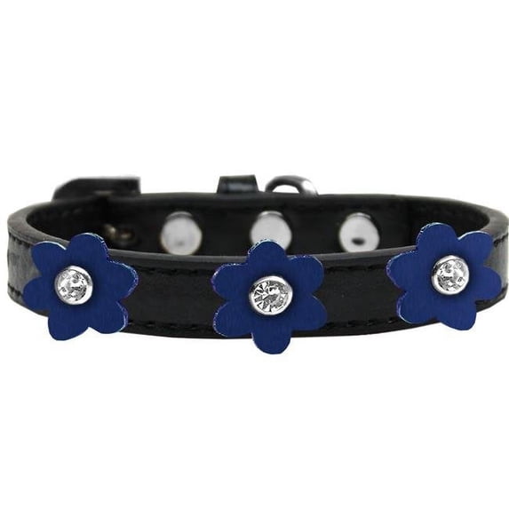 Flower Premium Collar Black With Blue Flowers Size 14