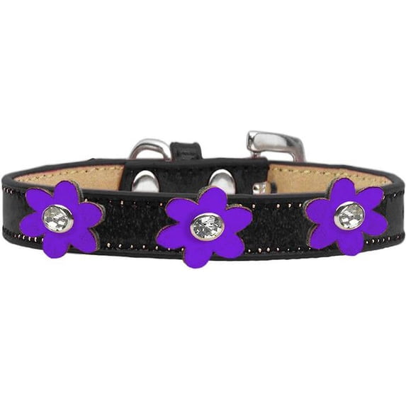 Metallic Flower Ice Cream Collar Black With Metallic Purple Flowers Size 10