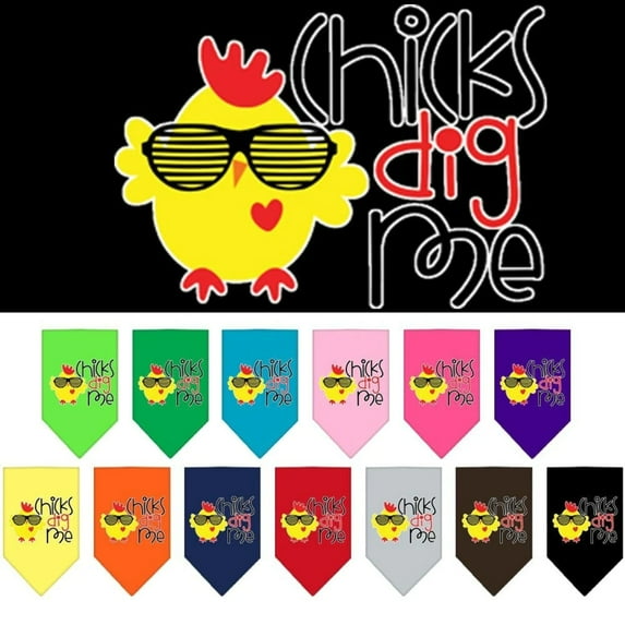 Mirage Pet Chicks Dig Me Screen Print Pet Bandana Lime Green Small