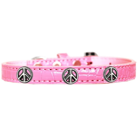 Mirage Pet Products Peace Sign Widget Croc Dog Collar Light Pink Size 12