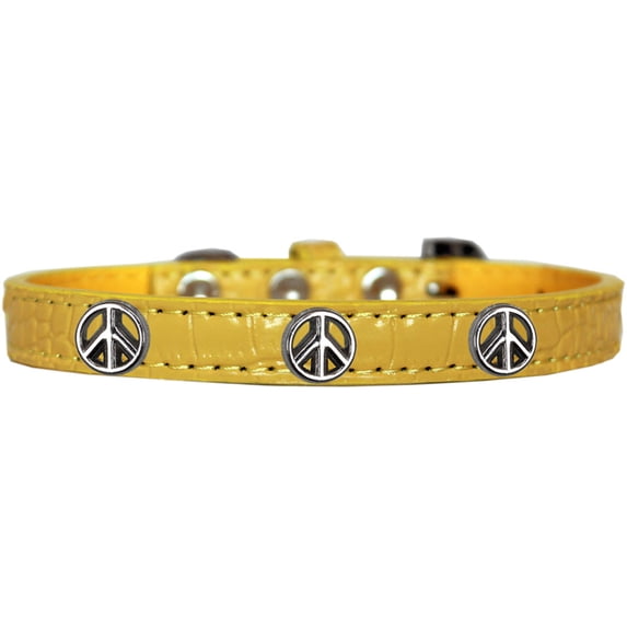 Mirage Pet Products Peace Sign Widget Croc Dog Collar Yellow Size 14
