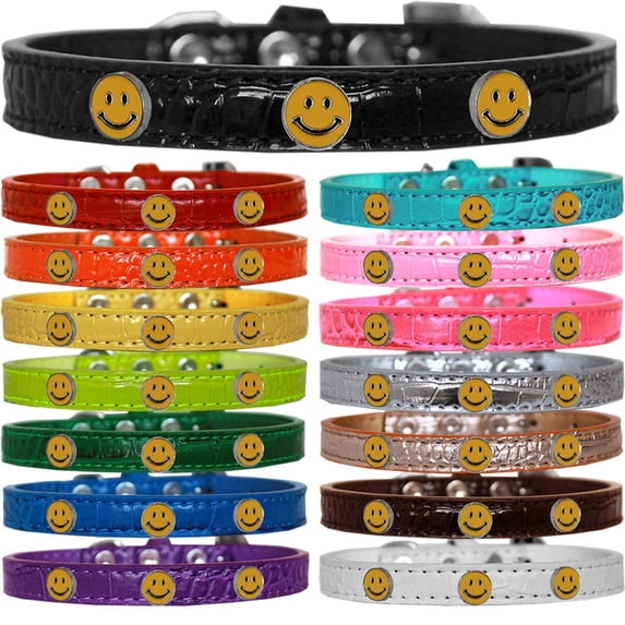 Dog, Puppy Pet Designer Croc Widget Collar, "Happy Face"