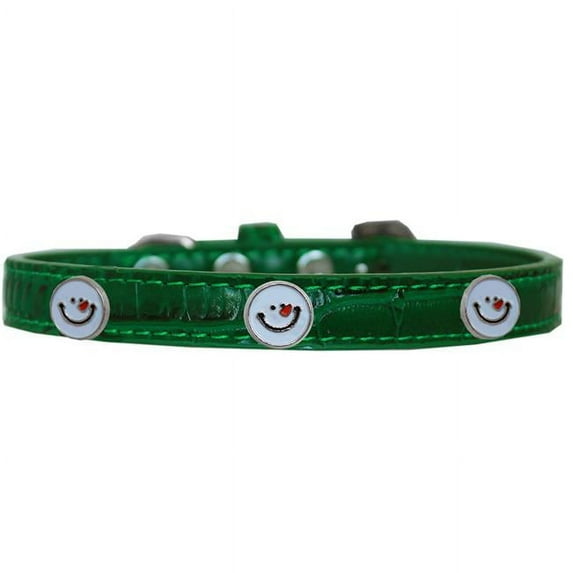 Mirage Pet 720-27 EGC16 Frosty Face Widget Croc Dog Collar, Emerald Green - Size 16
