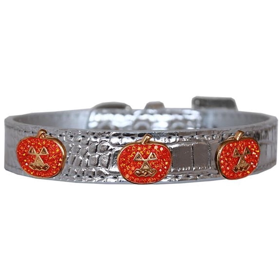 Mirage Pet 721-09 SVC18 Crystal Pumpkin Halo Croc Dog Collar, Silver - Size 18