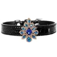 thumbnail image 1 of Mirage Pet 722-04 BKC16 Sapphire Blue Sofia Croc Dog Collar, Black - Size 16, 1 of 1