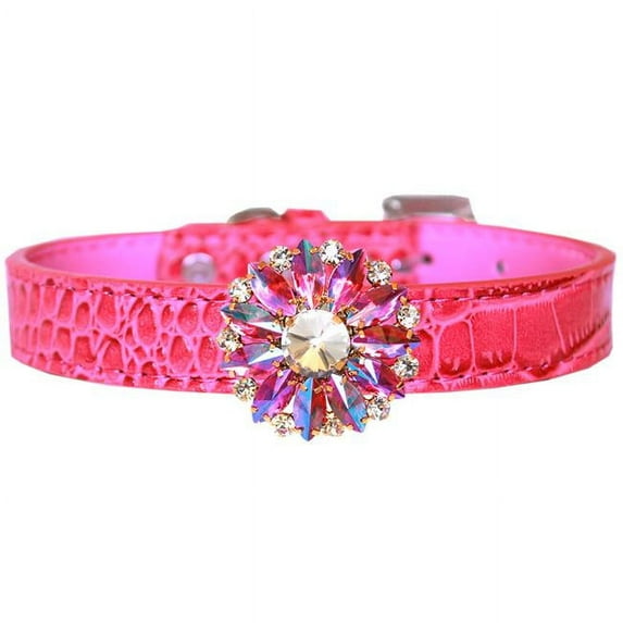 Mirage Pet 722-07 BPKC18 Pink Rose Croc Dog Collar, Bright Pink - Size 18