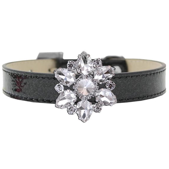 Mirage Pet 722-14 BK20 Frozen Crystal Snowflake Dog Collar, Black Ice Cream - Size 20