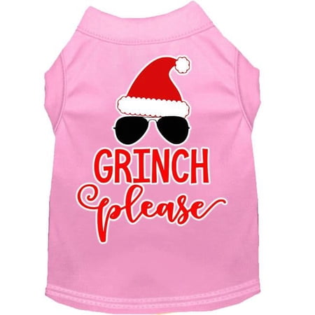 Mirage Pet 8 in. Grinch Please Screen Print Dog Shirt, Light Pink - Extra Small