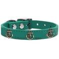 thumbnail image 1 of Bronze Anchor Widget Genuine Leather Dog Collar Jade 14, 1 of 2