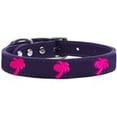 thumbnail image 1 of Pink Palm Tree Widget Genuine Leather Dog Collar Purple 12, 1 of 2