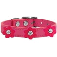 thumbnail image 1 of Flower Leather Collar Pink With Bright Pink Flowers Size 14, 1 of 2