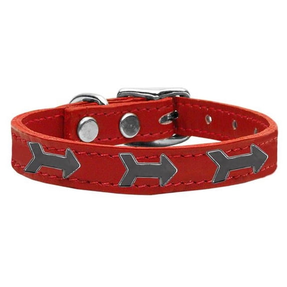 Mirage Pet 83-128 Rd10 Arrow Widget Genuine Leather Dog Collar, Red - Size 10