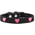 thumbnail image 1 of Pink Glitter Heart Widget Genuine Leather Dog Collar Black 14, 1 of 2