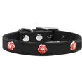 thumbnail image 1 of Red Rose Widget Genuine Leather Dog Collar Black 10, 1 of 2
