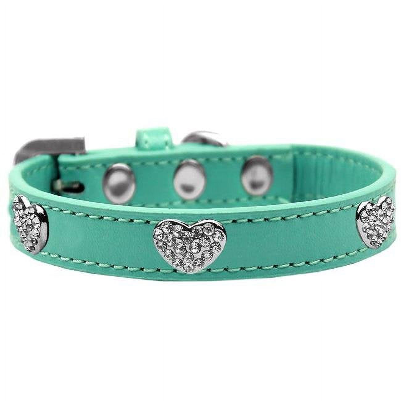 Mirage Pet 8706 AQ10 Crystal Heart Dog Collar, Aqua Size 10