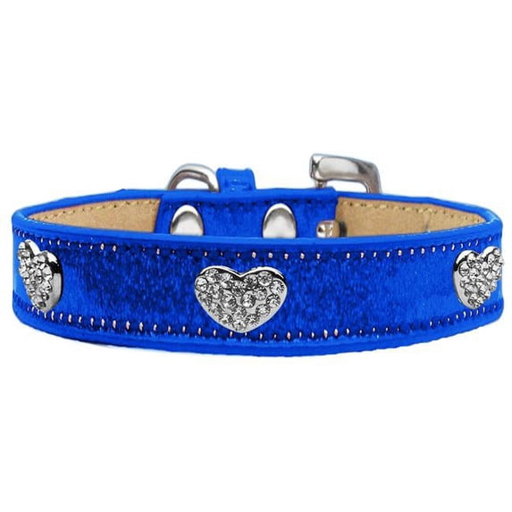 Mirage Pet 87-07 BL18 Crystal Heart Dog Collar, Blue Ice Cream - Size 18