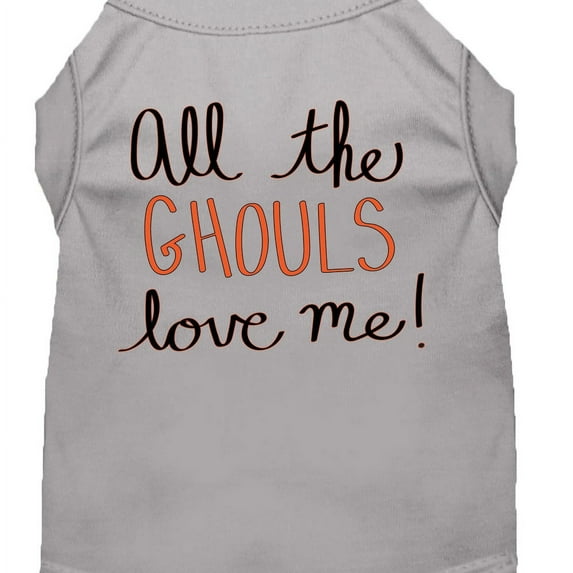 Mirage Pet All the Ghouls Screen Print Dog Shirt White Lg