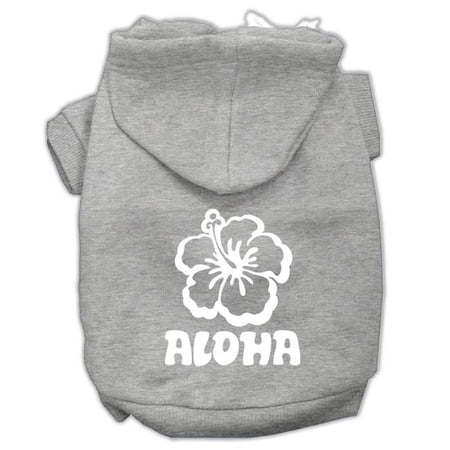 Mirage Pet Aloha Flower Screen Print Pet Hoodies, Gray - Medium