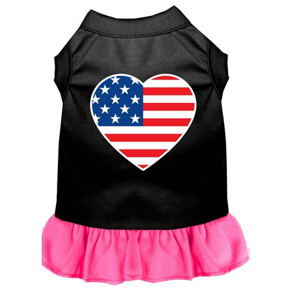 Pet Dog Cat Dress Screen Printed, "American Flag Heart"